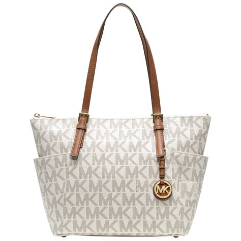 michael kors white patent leather tote|Michael Kors black nylon tote.